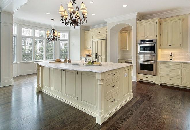 a modern kitchen with newly installed laminate floor in Aylett, VA